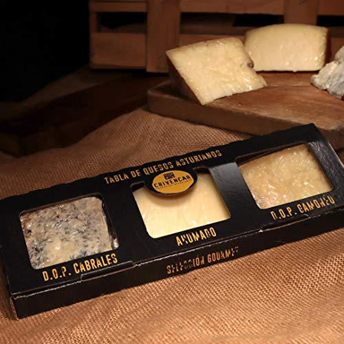 Caja 3 Cuñas Quesos Asturianos| Cabrales + Gamonéu + Ahumado Pría – 3×150 g