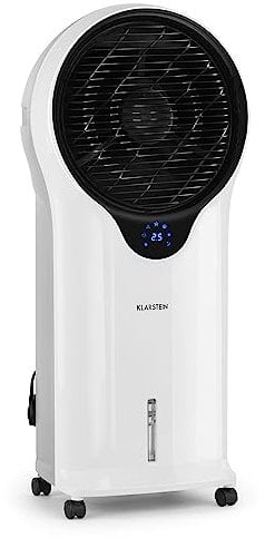 Klarstein Luftkühler mit Wasserkühlung, 3-in-1 Verdunstungskühler, Luftbefeuchter & Ventilator, Mobile Klimageräte Luftkühler mit 5,5L Tank, 90W Air Cooler mit Nachtmodus, 1600m³/h Luftstrom