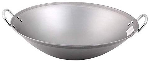 Wok Pan in ghisa fatta a mano antiaderente rivestito in ferro Pot professionale grande wok Pot con manico in acciaio 45 cm