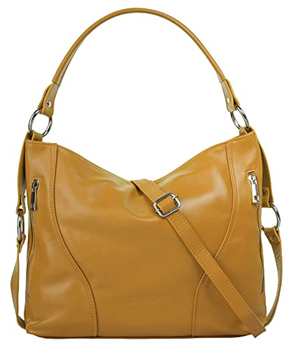 Samantha Look Handtasche Echt Leder Damen Made in Italy | elegante 2in1 Damenmode | Umhängetasche mit variabler Tragelösung