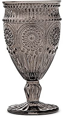Weddingstar Vintage Style Pressed Glass Wine Goblet, Black