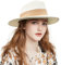 accsa Chapeau en Paille Panama Femme Respirable Été Fedora Chapeau de Soleilà Large Bord Trilby Chapeaux de Plage avec Bande de Raphia UPF 50+