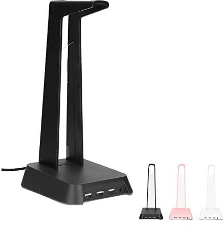 Dilwe Soporte para Auriculares RGB con Cargador USB, Soporte de Pantalla Extraíble para Auriculares, Que Brillan Intensamente, para Juegos de Mesa de Escritorio para Jugadores, Auriculares(Negro)