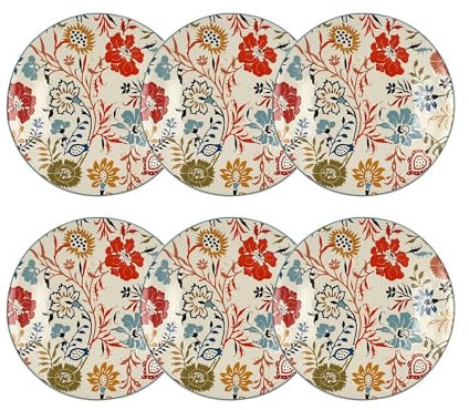 NOVASTYL - Lot 6 assiettes jaipur 20cm en grès - 2614623