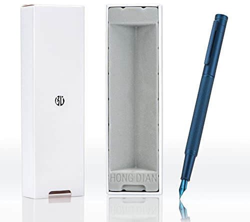Wikult Personalized Hong-Dian Dark Blue Forest Fountain Pen, Medium Nib Classic Design with Gift Box Set, Engraved with Your Name