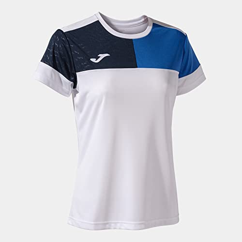 Joma Kurzarmshirt Frau Crew V Weiss königsblau Marineblau