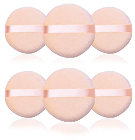 6 Pieces Powder Puffs Cotton Makeup Puffs for Loose Powder Mineral Powder Cosmetic Foundation - 2.36 inch/6 cm Soft Round Powder Puffs Makeup Face Sponges for Face and Body - Nude