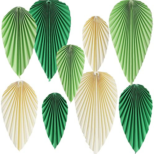 Easy Joy Papier Fächer 9er-Set Papier Blätter Hängende Papierfächer Girlande Dekoration Grün für Geburtstag Hochzeit Abschlussfeier Kinder Party