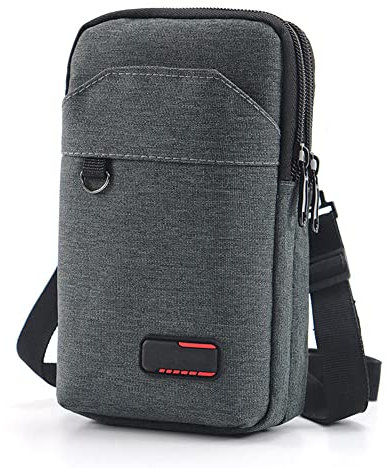 Travel Cell Phone Pouch Belt Pouch, Phone Holster Crossbody Bag with Shoulder Strap for iPhone Case Holder for Hand with Neck Lanyard Smartphone Walking Passport Wallet (Double Dark Grey)