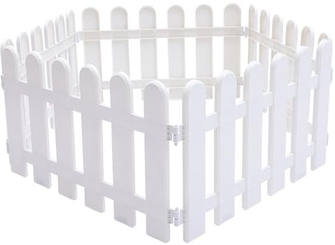 DOITOOL 5Pcs White Modern Plastic Garden Fence Panels, 50X30CM
