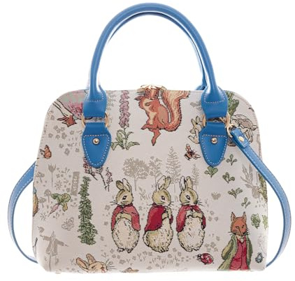 Signare Peter Rabbit Design Tapisserie Top-Griffe Tasche Schultertasche Crossbody Bag wandelbare Handtasche für Damen, blau