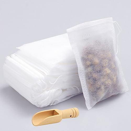 DAJAVE 800 Pcs Disposable Tea Bags Empty Tea Filter Bags Drawstring Seal Tea Bag with Spoon for Loose Tea, Coffee, Spices and DIY Sachet (8X10cm)