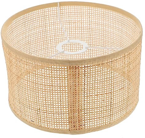 DOITOOL Rattan Gewebter Lampenschirm Bauernhaus Lampe Schatten Rustikale Beleuchtungskörper Handgewebter Lampenschirm Gewebter Pendelschirm Lampenschirm Flechten Bambus Japan Geäst E27