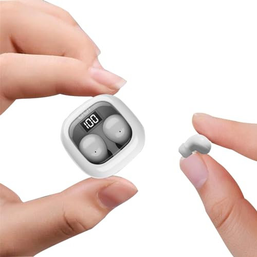 Xmenha Unsichtbare Kopfhörer kabellos Bluetooth im Ohr True Mini Wireless in Ear Kopfhörer Earbuds Headphones kleinste Schlafkopfhörer Bluetooth drahtlose Ohrhörer für kleine Ohren Gehörgänge