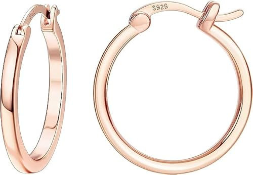 Dochais Gold Hoop Ohrringe für Frauen 14K Echtgold vergoldet Reifen mit 925 Sterling Silber Post Rose Gold 20mm