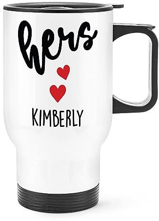 Gift Base Tazza da viaggio personalizzata con nome del cuore con manico