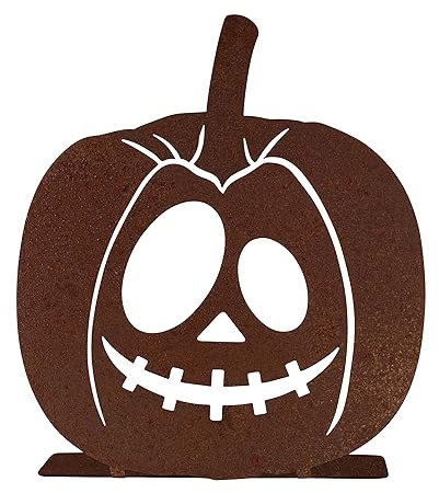 EXTRAVAGANT® Halloween Deko-Aufsteller & Aufhänger – Handgefertigte Kürbis-Designs & Happy Halloween Schild – 4 einzigartige Varianten - Aufsteller lachender Kürbis - Outdoor und Indoor Deko
