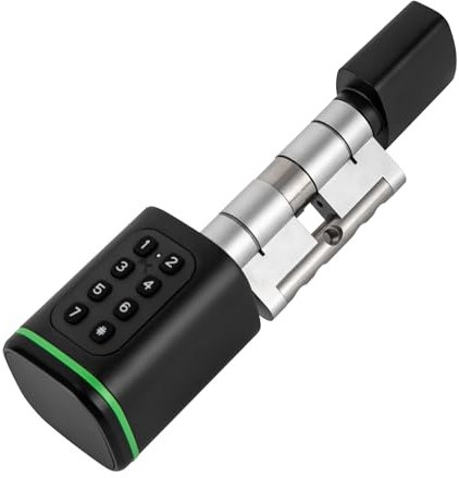 TaNeHaKi Elektrische Türzylinderschloss Elektronisches Türschloss Haustür Türschloss Elektrisch mit 2 Smart Keycards und Manuelle Schlüssel Türöffner Elektrisch für 1.4-1.8in Türdicke (Schwarz)