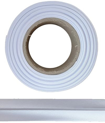 ME:NaMa Schrägband aus Polyester (Satin) - 10 m x 30 mm (gefalzt) - Hochwertiges Einfassband, Satinband, Schrägband - Ideal zum DIY-Nähen - In Belgien hergestellt, auf Einer Rolle (Weiß)