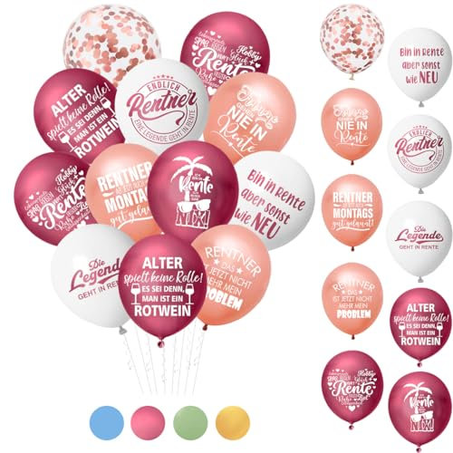 30 Stk Rente Deko Ballon Set - Ruhestand Geschenk für Frau - Luftballons für Renteneintritt und Rentner