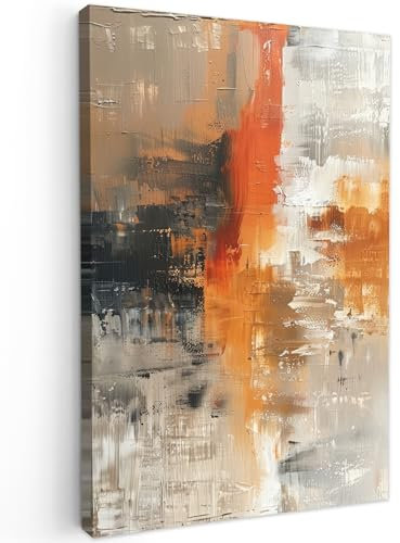 MuchoWow© Wandbilder Groß 80x120 cm XXL Schlafzimmer Home Deko Wohnung Bild Wohnzimmer Fotoleinwand Wand Bilder Leinwand Wall Decor Modern - Kunst - Abstrakt - Gold - Grau