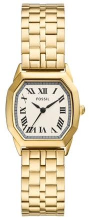 FOSSIL Orologio Harlow da donna, movimento al quarzo a tre lancette con cinturino in acciaio inossidabile o in pelle, Oro Caramello