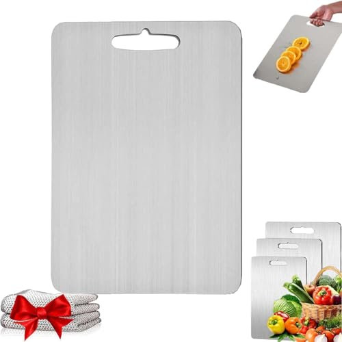 Yamato Titanium Cutting Board, 304 Stainless Steel Food Grade - Pure Titanium (L:28 * 39cm/11 * 15.35in)