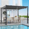 GOPLUS Pergola Terrasse 3,1 x 3,1 M avec Auvent Rétractable Coulissante, Pergola Extérieure en Métal Robuste avec Pare-Soleil avec Piquets de Sol, pour Cour, Terrasse, Jardin, Porche, Gris