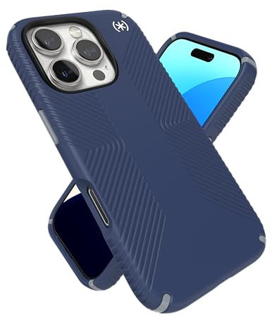 Speck Presidio 2 Grip Schutzhülle für iPhone 16 Pro - Schlanke Handyhülle in Küstenblau/Staubgrau