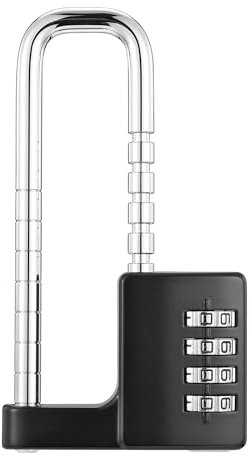 Filhome Zahlenschloss mit Bügel Lang 4 stellig Zahlenschloss Vorhängeschloss Zahlencode Kombination Schloss Schrankschloss Verstellbar Bügelschloss für Outdoor,Schule,Fitnessstudio,Zäune (1 Stück)