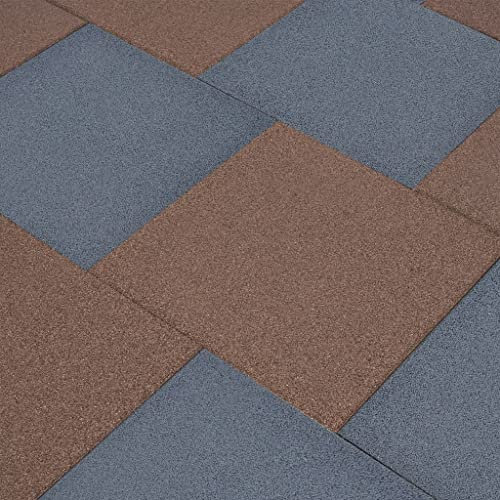 Matériel, matériaux de construction, sols et tapis, carreaux de protection contre les chutes 12 pièces en caoutchouc 50 x 50 x 3 cm gris