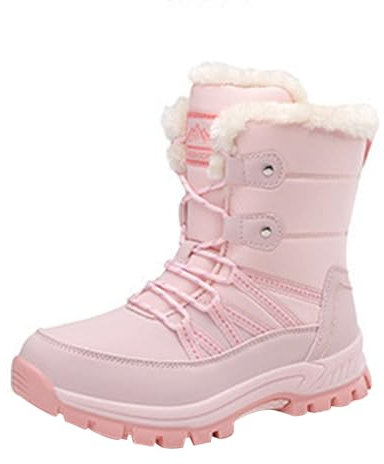 Snow Boots Mens Walking Ankle Booties Low Outdoor Boots Winter Work Thickened Shoes Waterproof Slip-Resistant Winterboots Lace Up Lined Fur Boot Platform Nylon Bootie
