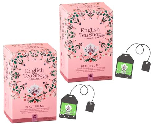 English Tea Shop | Tisana Bellezza con Gotu Kola, Mirtilli Rossi, Petali di Rosa | Infuso Bio Fruttato con Camomilla e Ibisco - 2 x 20 Filtri (60 Gr)