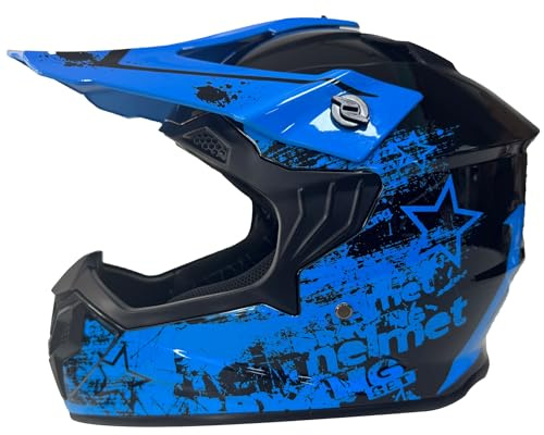MtQcBdHy Kinder Motocross Helm ECE 22.06 Zertifiziert, Jugend Motorradhelme, Fullface Helm MTB Motorradhelm Crosshelm Helm, Roller Ski ATV Helm, Downhill Helm, Enduro Quad Helm Motorrad(Blue,M)