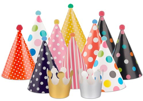 Foyods 22 Stück Kinder Partyhüte Set,Mehrfarbige Geburtstagskegelhüte,Partyhüte Geburtstag Dekoration Set,Papierkegel Hüte,für Kinder,Erwachsene,Familienfeiern