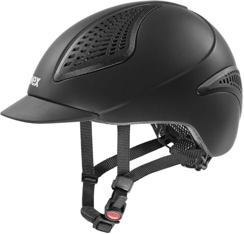 uvex exxential III - Leichter Unisex Reithelm - individuelle Größenanpassung - Black mat M-L