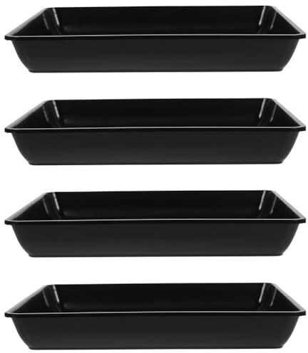 ifundom 4pcs Plastic Plant Saucer Flower Pot Base Rectangle Plant Drip Tray for Indoor Outdoor Water Tray