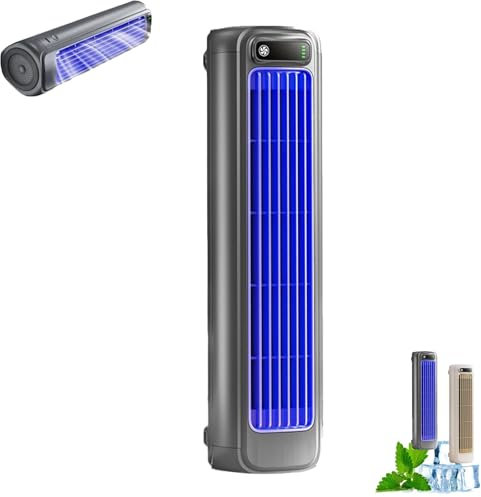 Cooling Ace, 2025 New Upgraded Portable Air Conditioner Cooling Fan with 3 Speeds & LED Touch Screen, No Drilling Wall Mounted Electric Fan, Desktop Tower Fan for Office, Bedroom, Kitchen(Blue)