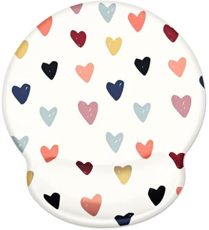 Ksriylm Niedlich ergonomisches Mauspad mit Handgelenkauflage,Schmerzlinderung Memory Foam Mousepad mit Rutschfester Silikonbasis für Home Office,Computer-Laptops,Buntes Herzmuster