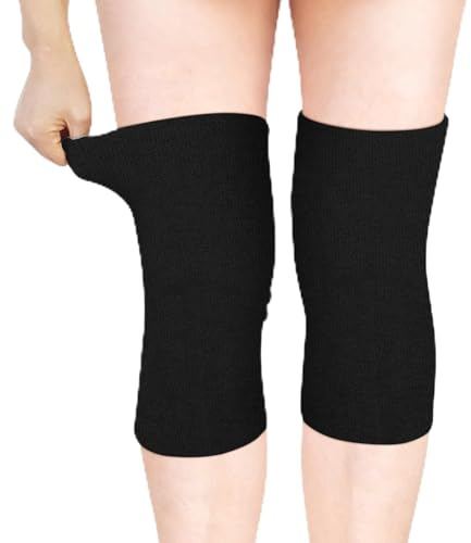 BORISCA Knee Pain Relief Warming Knees Braces, Stretchy Warmers Winter Breathable Cozy Warm Knee Pads Leg, Thick Terry Elders Gift, 1 Pair