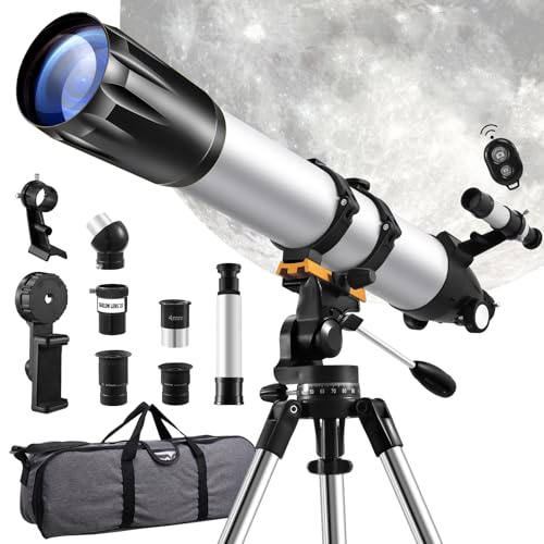 Dibaful Teleskop Astronomie Sterne Beobachten 90mm Blende mit Fernbedienung | Astronomical Telescope Astronomisches | Linsenteleskop für Einsteiger Astronomy Fernrohr Erwachsene mit Stativ Tragbares