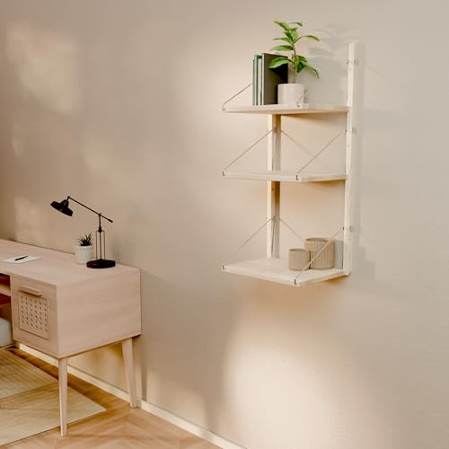 pamo Wandregal Esche – 43,1 x 33 x 91 cm, bis 50 kg belastbar – Skandinavisches Regalsystem, modular erweiterbar, Made in Europe