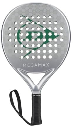 DUNLOP Pala de Pádel Megamax Plata/Negro/Verde – Forma Redonda, Marco de Grafito – Balance Medio, Núcleo Pro EVA – para Principiantes