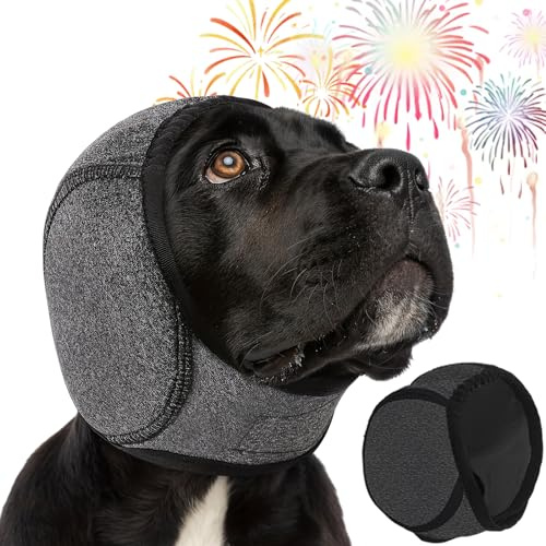Silentwuff Hunde Gehörschutz, Gehörschutz Hund Silvester, Elastische Hundekopfhörer, Ohrenschutz Hund Verstellbarer Geräuschschutz für Beruhigung, Baden & Trocknen (Grau,S)