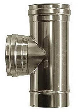 Raccordo T 90 femmina canna fumaria DN 150 tubo acciaio inox 316
