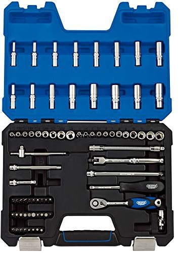 Draper 16448 1/4-Inch Square Drive Combined mm/AF Socket 75 Piece Set