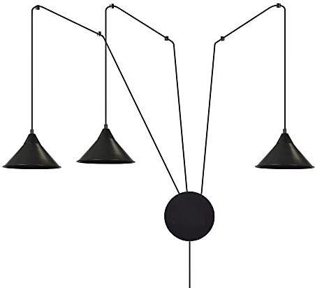 Licht-Erlebnisse Hängelampe mit Stecker Schalter Schwarz Metall Modern Design flexibel Esstisch Bett Wohnzimmer Lampe