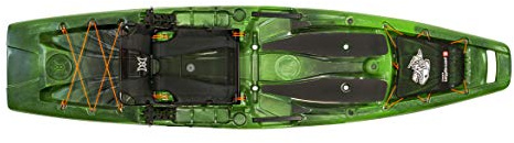 Perception Kayaks Outlaw 11.5 - Sit on Top Fishing Kayak - Fold Away Lawn Chair Seat - 4 Rod Holders - Integrated Tackle Trays - 11.5 ft - Moss Camo