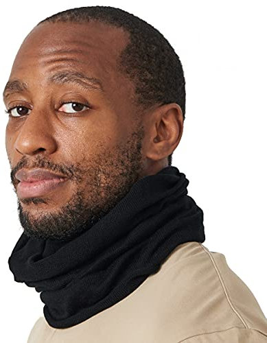 CHARM Seide Nackenwärmer Rundschal Halstuch - Damen Stirnband Kopf Halswaermer Herren Mütze Schwarz