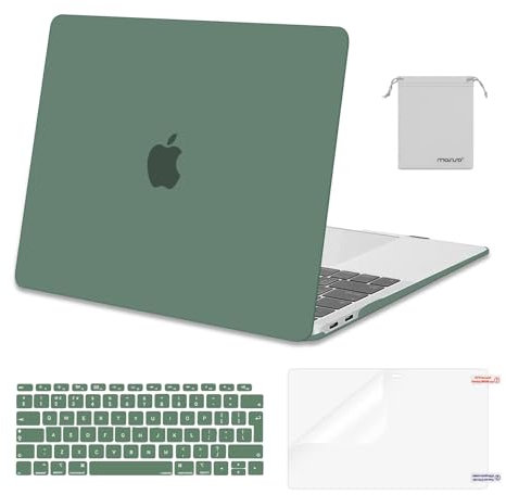 MOSISO Hülle Case Kompatibel mit MacBook Air 13 Zoll 2022 2021 2020 2019 2018 A2337 M1 A2179 A1932,Schutzhülle Cover&Tastaturschutz&Displayschutz&Aufbewahrungstasche,Mitternacht Grün
